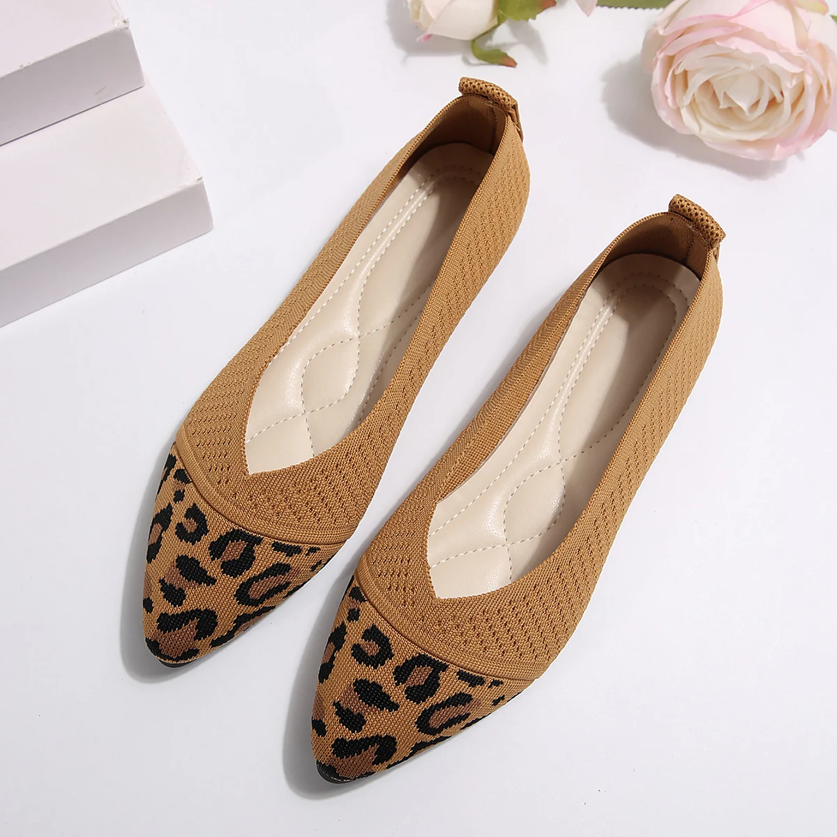 Pointed Toe Flats Womens Shoes Comfort Womans Shoes Fashions 2024 Leopard Shoes Zapato Mujer Casual Sapatos Feminino Zapatillas