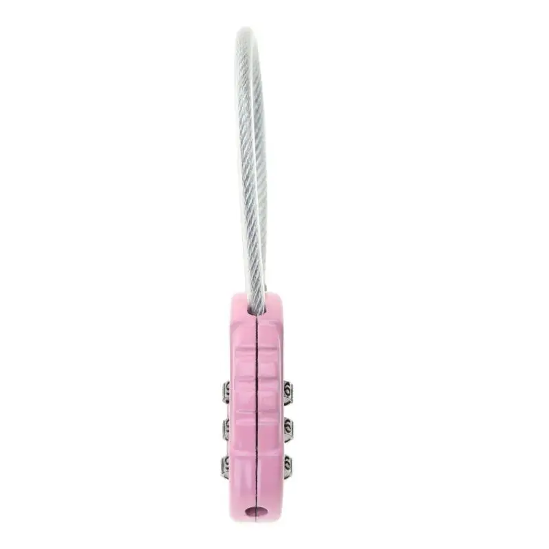 652F 3 Digit Combination Padlock Zinc Alloy Security Cable Lock Portable Password Lock for Backpacks Gym School Lockers