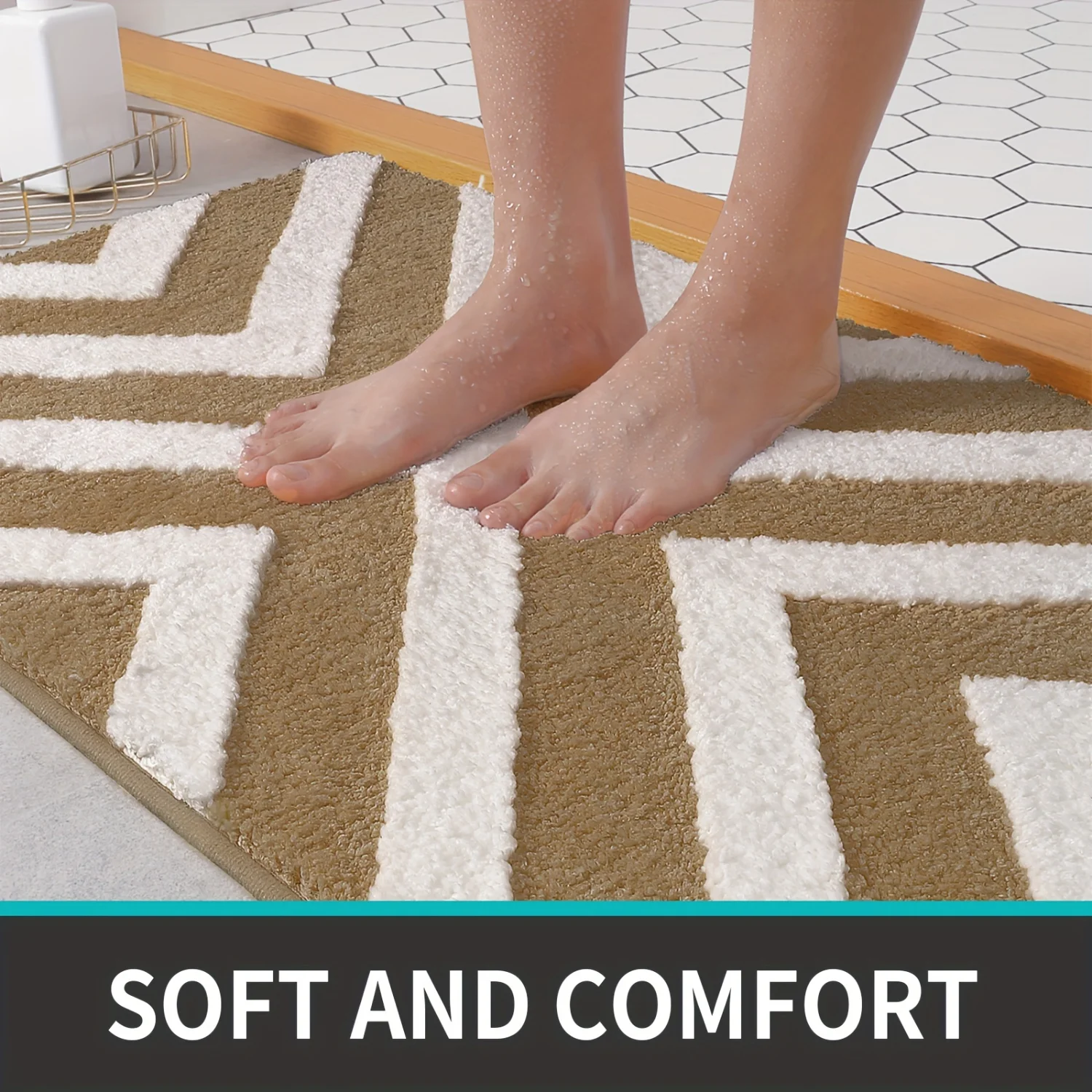 Extra Soft Absorbent Bath Rug - Premium Non-Slip Bathroom Mat for Sink, Bathtub, Shower Room - Stylish Decor