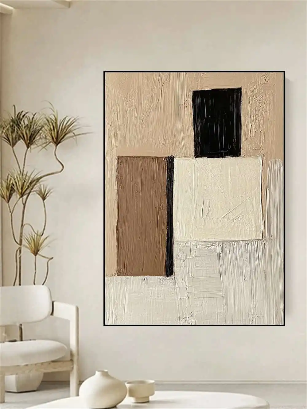 

Modern Minimalism Pure Hand Drawn Abstract Color Block Oil Painting On Canvas For Home Decoration Bedroom Entrance Hanging Image