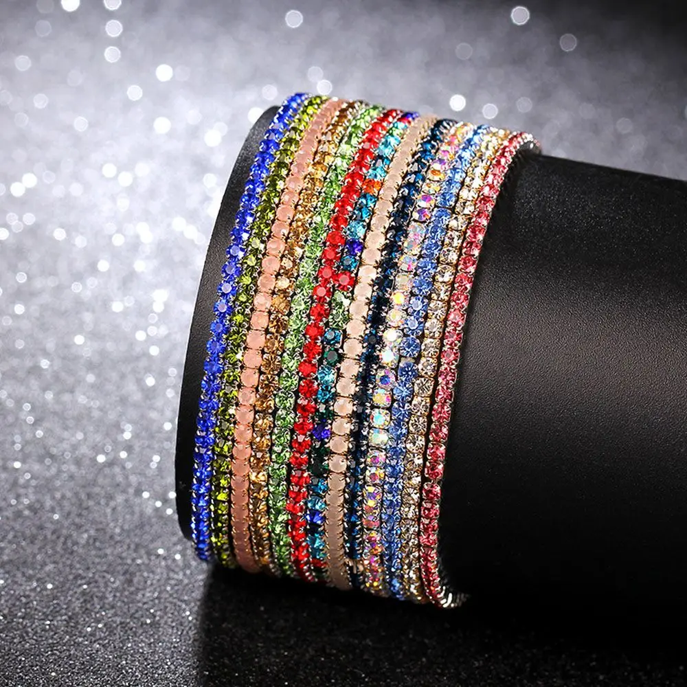 Ladies Shiny Crystal Bracelet Elastic Rhinestone Bracelet Women Wristband Bangles Fashion Jewelry Gifts