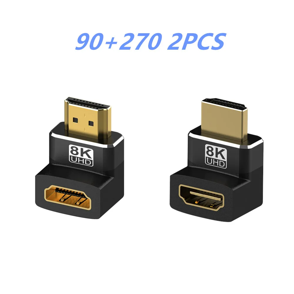 8K HDMI-compatibele zijbocht 90 graden adapter 90 graden haakse 270 graden adapter 8K @ 60HZ HDMI-uitbreidingsconnector