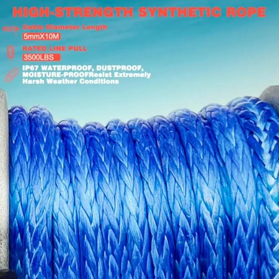 Wciągarka elektryczna ATV/UTV 3500 lbs, 12V DC z bezprzewodowym pilotem, wciągarka elektryczna z linką syntetyczną, wodoodporna wciągarka z płytą montażową.