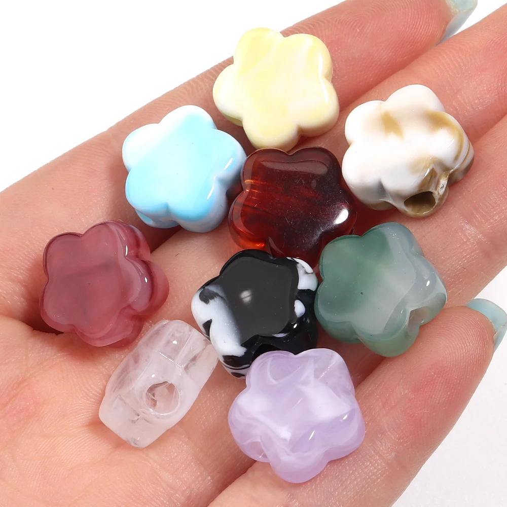 30 Stück/Set 15mm Acrylperlen mit Großem Loch, Bunte Blumen, Lose Abstandsperlen für Bastelarbeiten, Handgemachte DIY-Kleidung und Accessoires – Detail 2