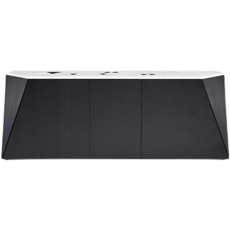 

Italian dining side cabinet model room villa sofa back cabinet hotel front desk storage display cabinet special-shaped black oak