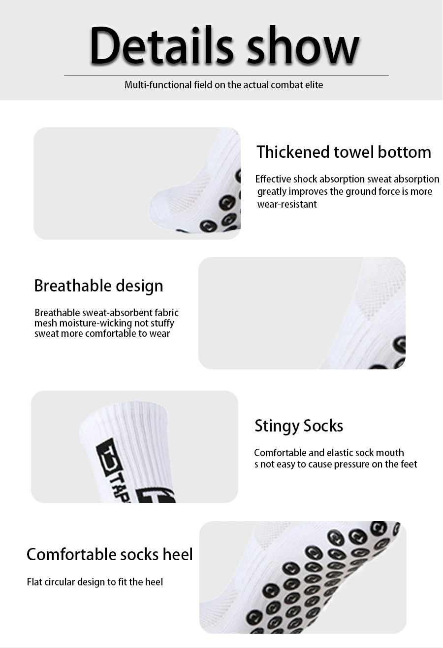 5-teiliges Set, rutschfeste Fußballsocken, Fitness-Socken, bequem, langlebig, Outdoor-Sport, Bandage, Balltasche, Socken, Schienbeinschoner – Detail 3