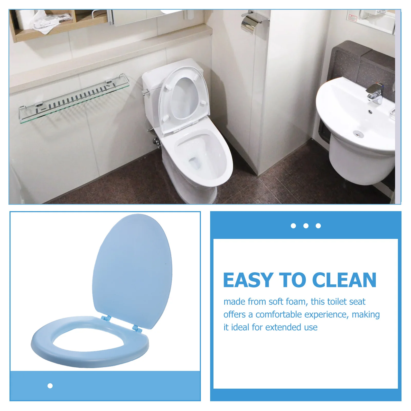 

Foam Toilet Seat Soft Cushioned Comfortable Bathroom Replacement Padded Elongated Toilet Seat Durable Support Bathroom Accessory