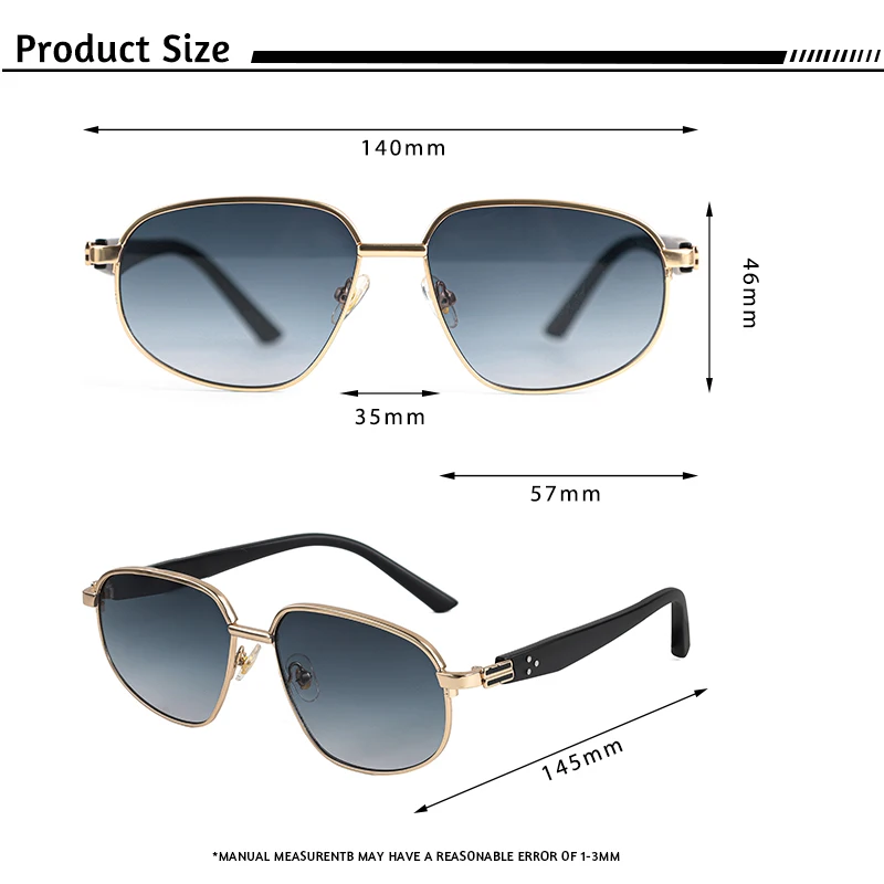CATERSIDE Retro Pilot Sunglasses Men Metal Frame Fashion High-Quality Women Sun Glasses Business Party Sports Lunette De Soleil