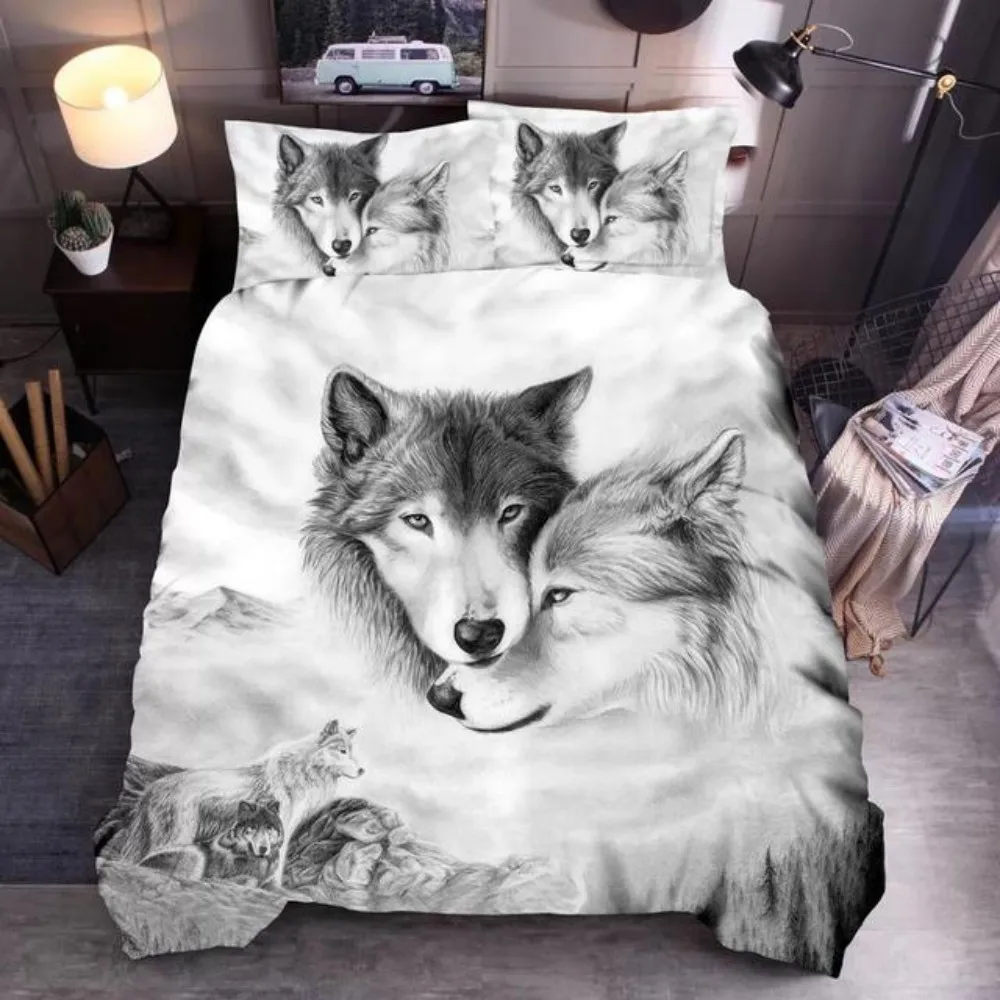 

Wolf Cute Animal Bedding Set 3D Kids Adult Luxury Gifts Duvet Cover Set Soft Comforter Sets Single Full King Twin Size Bed Linen