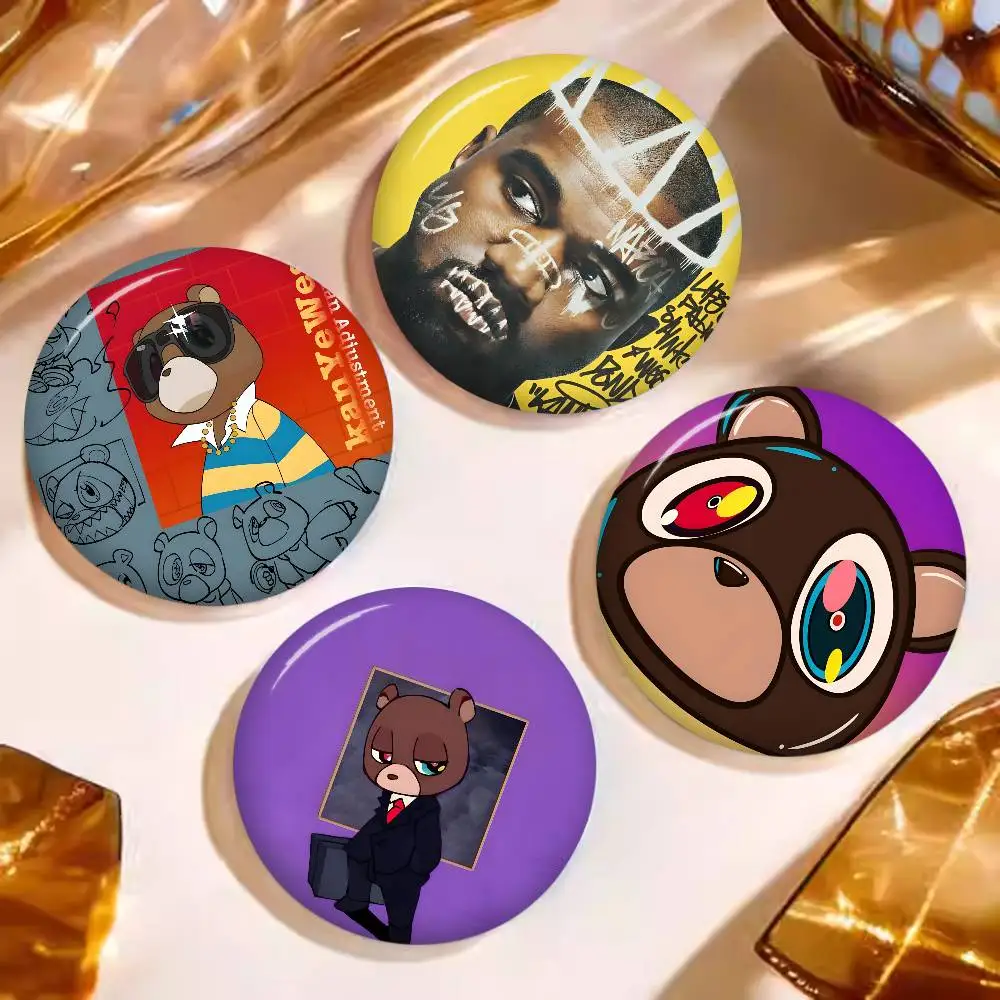 K-Kanye-West-YE Bold-Artistic Round Button Pins Slogan Creative Brooches Backpack Clothes Decoration Jewelry Gifts