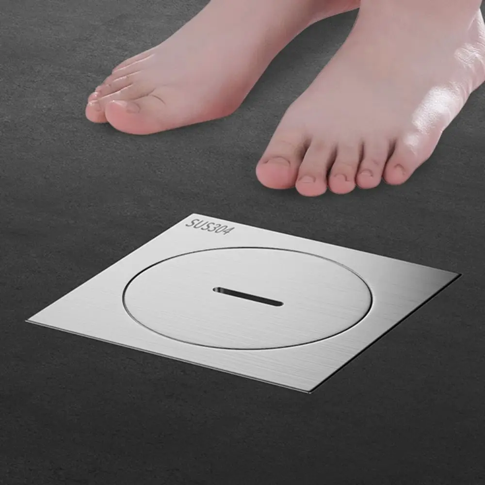 Square Floor Clean Out with Cleaning Port 304 Stainless Steel Shower Floor Drain 75/110 Plug Drainage Port Shower Room