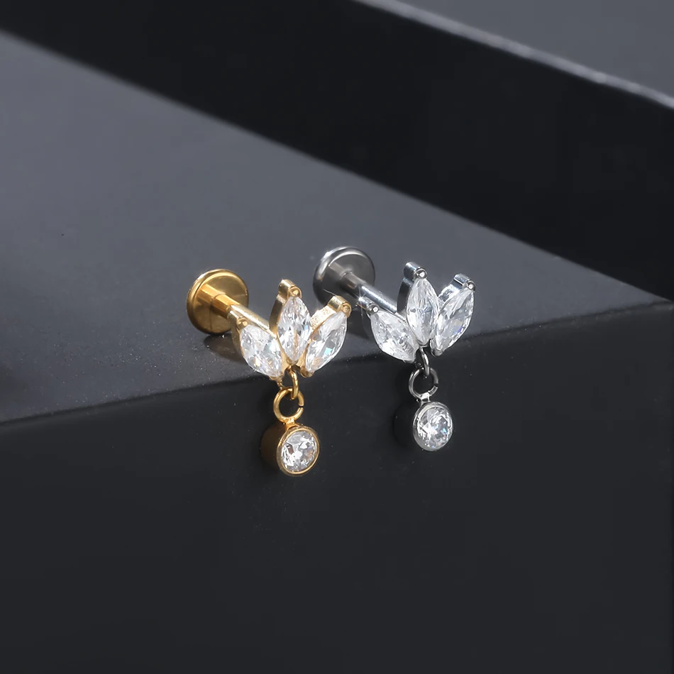 1 Stück G23 Titan Ohr Tragus Ohrstecker Innengewinde CZ Kristall Labret Ring Knorpel Helix Piercing Körperschmuck 16G – Detail 28