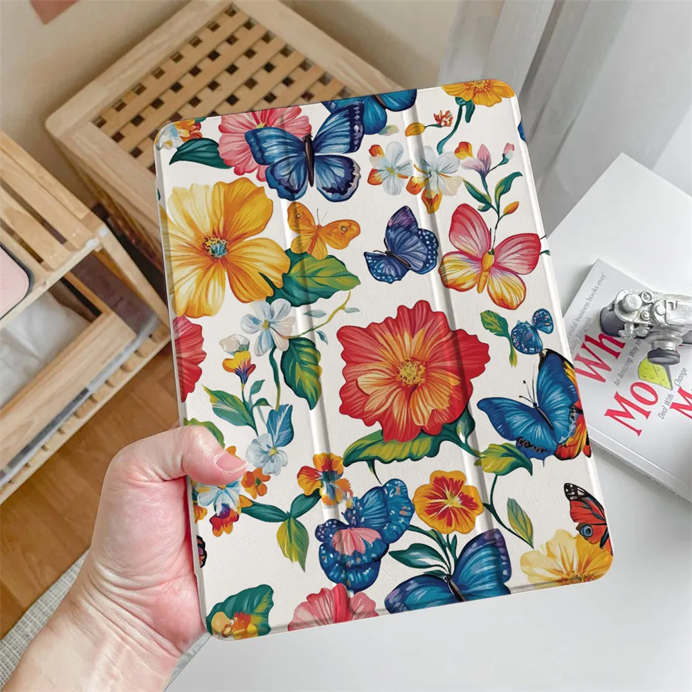 

Flower butterfly Print Case for iPad Pro 11 2024 Cover for iPad Air 13 Pro 12.9 Air 11 M3 M2 10.9 10th 11th A16 Mini 7 Case