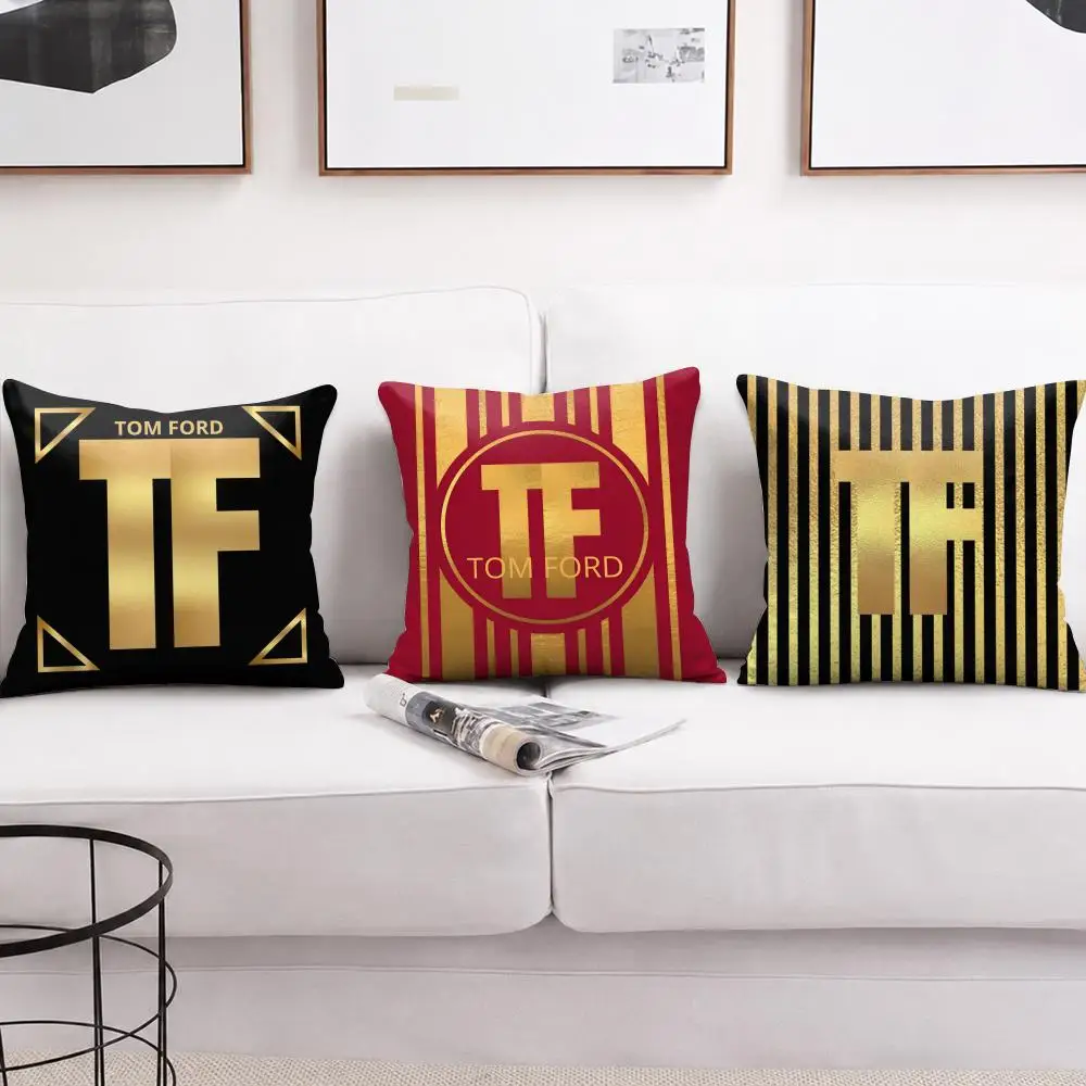 Tom F-Ford Fashion Cushion Cover Short Plush Soft Double-Sided Printing Pillow Case Cozy Sofa Bedroom Home Decor Gift