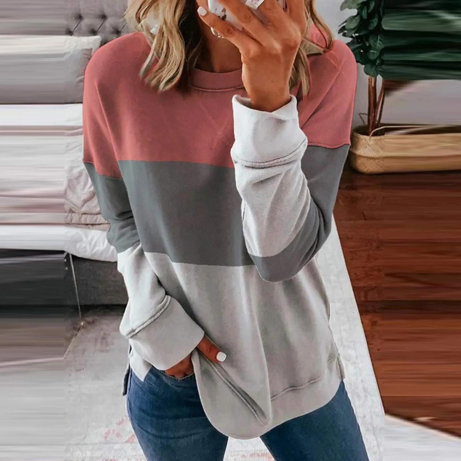 Women\'s Long Sleeve Tops Sweatshirts Long Sleeve Tunic Tops Crew Neck Soft Pullover Shirt Clothes