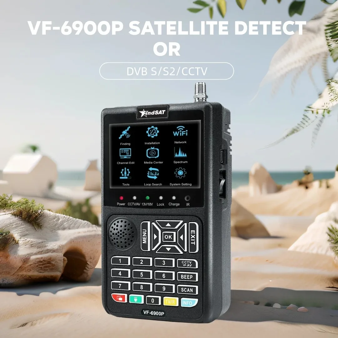 Woopker VF-6900P Satellite Detector HD Digital Meter Finder H.265 DVBS/S2 CCTV AHD 8MP Satellite TV Receiver Tuner GTmedia