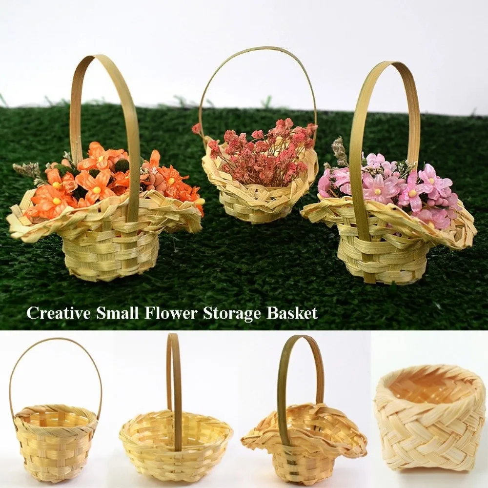 Beautiful Handmade Flower Storage Basket Hand-Woven 5 Styles Wicker Flower Basket Storage Baskets For Plant Home Wedding