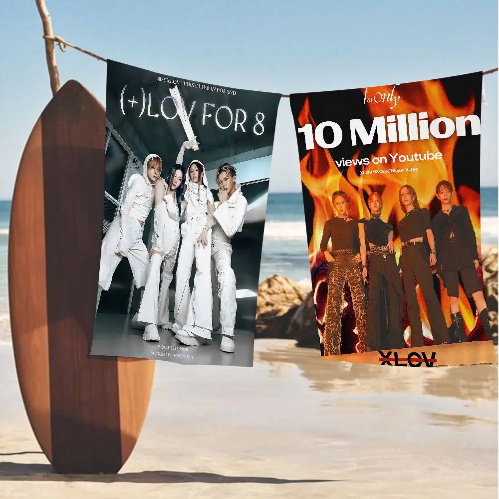 Popular K-pop Group X-XLov Microfiber Blanket Quick Drying Beach Towels Oversized Printing Super Absorbent Pool Towel Blanket