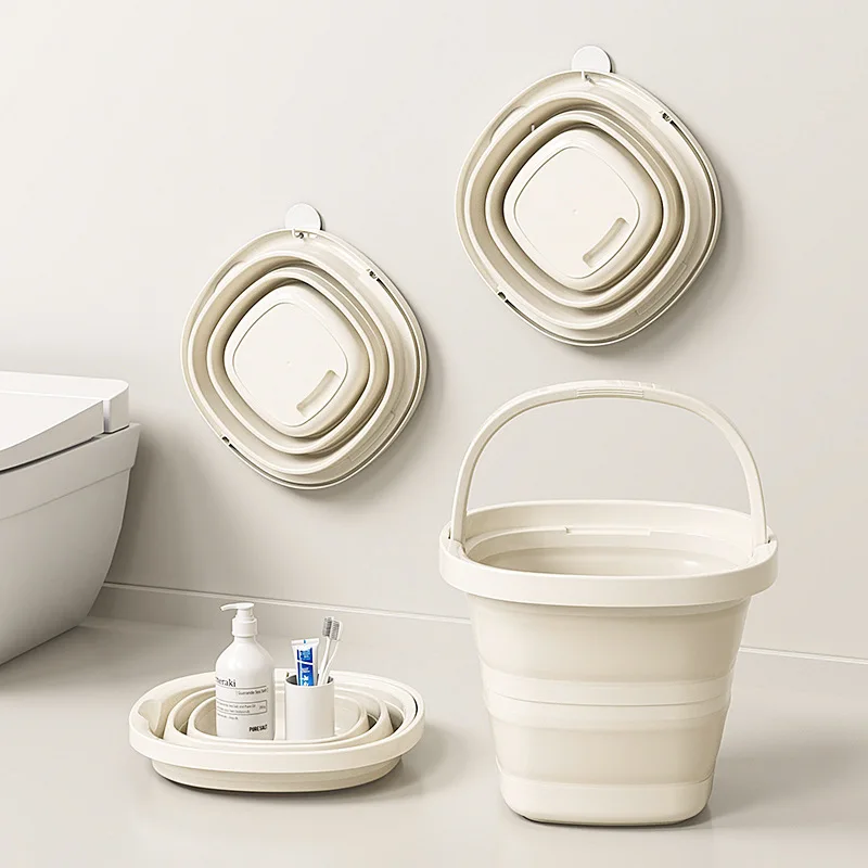 Cubo de Agua Plegable de 10L, Multifuncional, con Asa, Portátil, para Acampar al Aire Libre, Pescar, Almacenamiento en el Hogar, Lavado, Baño de Pies