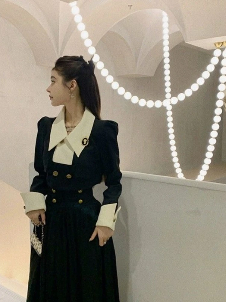 Autumn Korean Fashion French Elegant Women's Suit Patchwork Design 2 Piece Set Warm Slimming Party Outfits Woman Clothing 2025 - Image 6