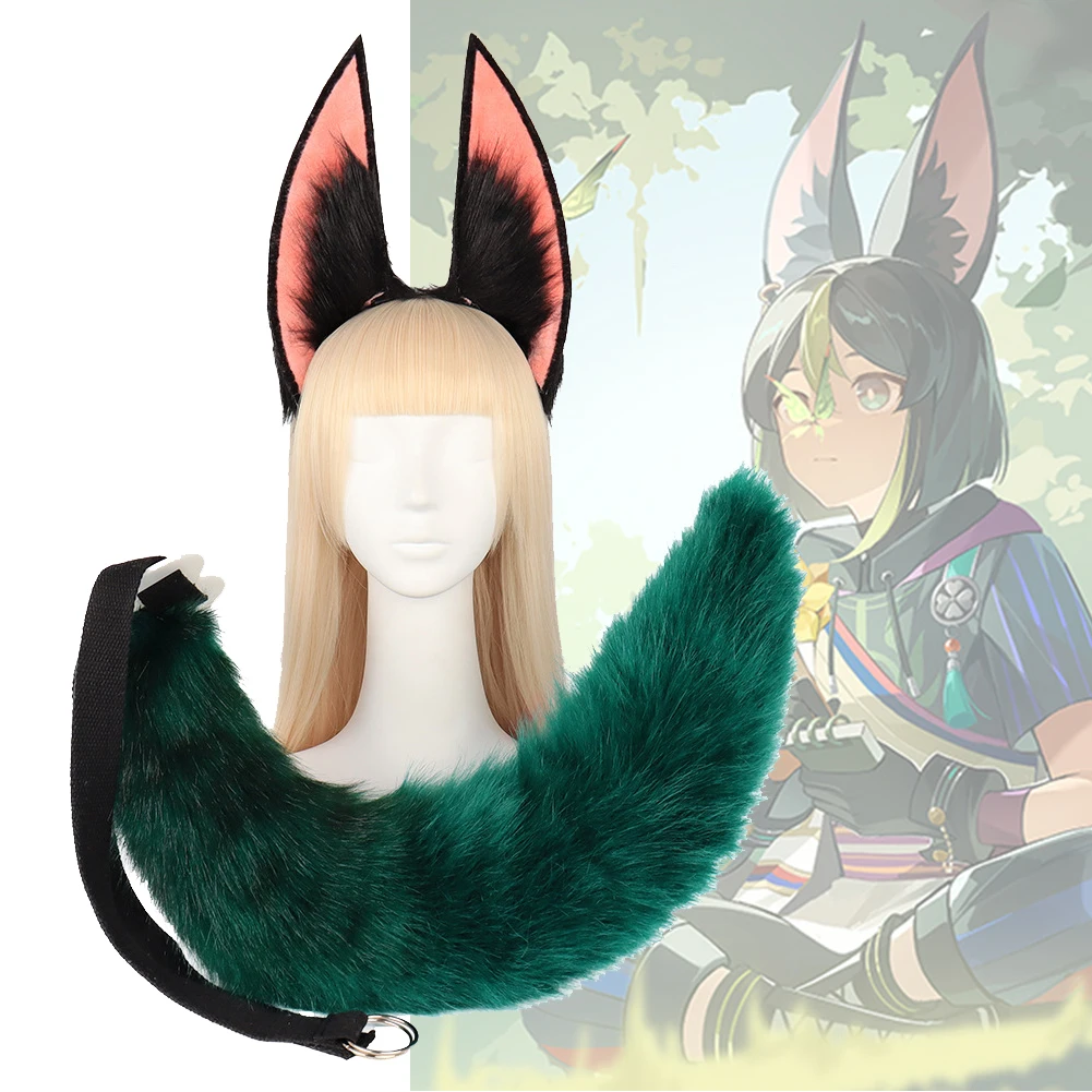 

Genshin Impact Tighnari Anime Tail Headwear Set Halloween Party Props Animal Ear Set Halloween Carnival Masquerade Costumes