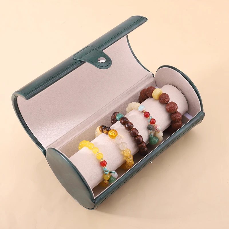 

Women Travel Bracelet Organizer PU Black Green Jewelry Watch Holder Box Bangles Storage Case