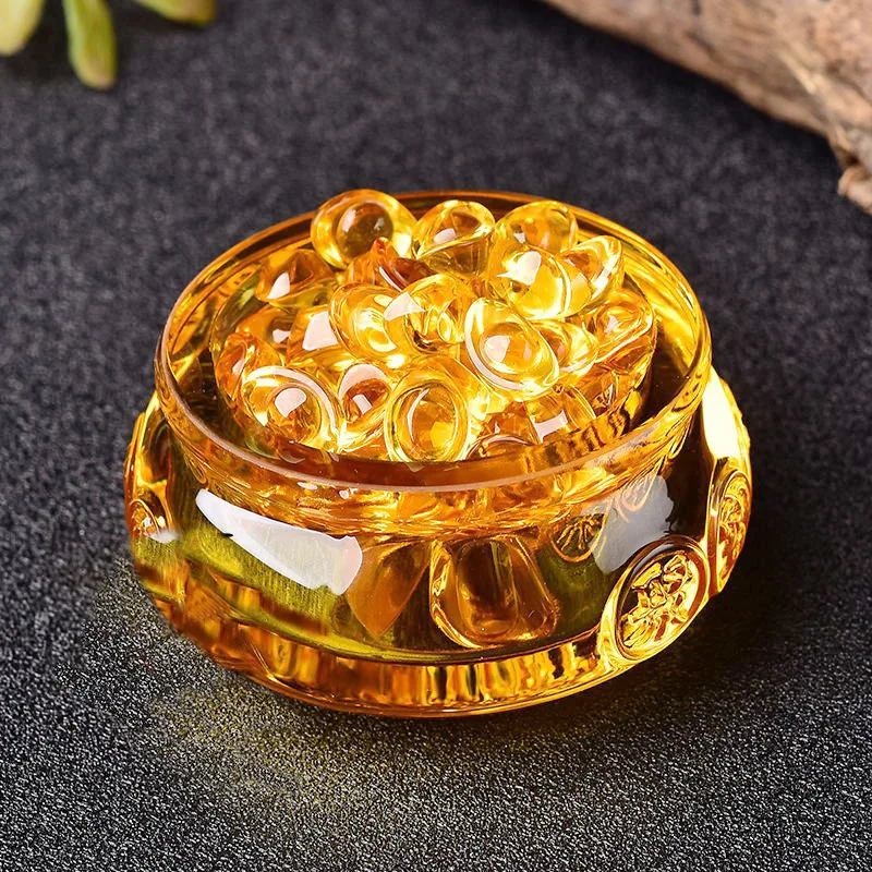 

Wealth Crystal Stone Ingot Yellow Citrine Feng Shui Home Decor Ornament