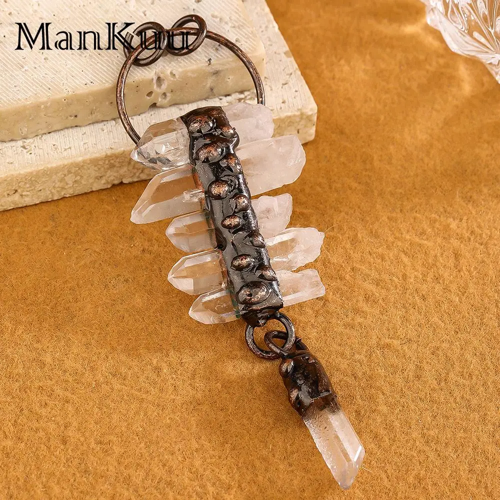 mankuu vintage natural amethyst irregular kyanite gemstone stone pendants making charm necklace bronze plated women men jewelry