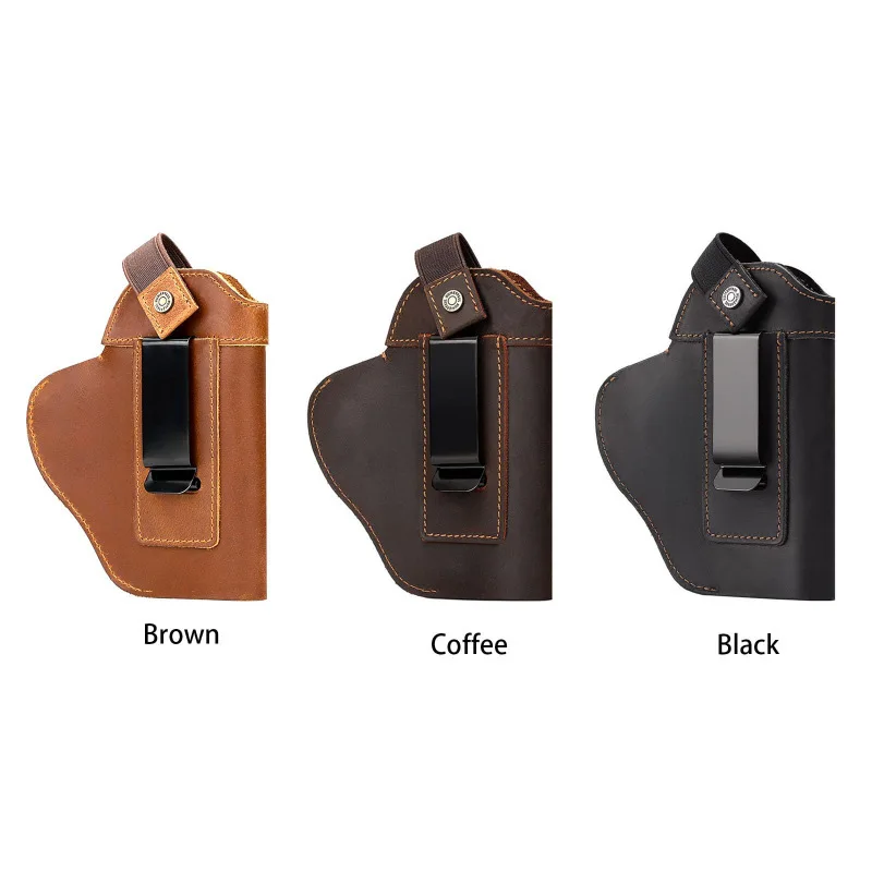 Military Enthusiast Leather Outdoor Tactical Holster Waist Mount Concealed Invisible Quick-Draw Universal Holster