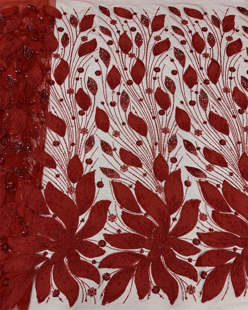 

Madison Latest High Quality African Nigerian With Sequins Tulle Lace Fabric Beaded Embroidery For Women Sewing Dresses