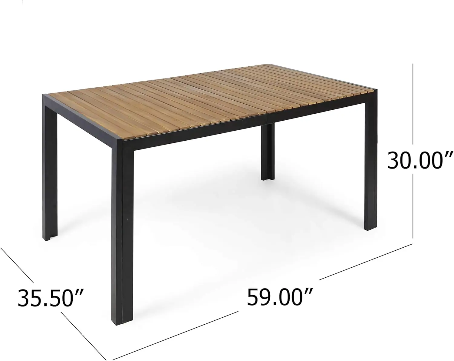 Dining Table, Teak Finish + Black