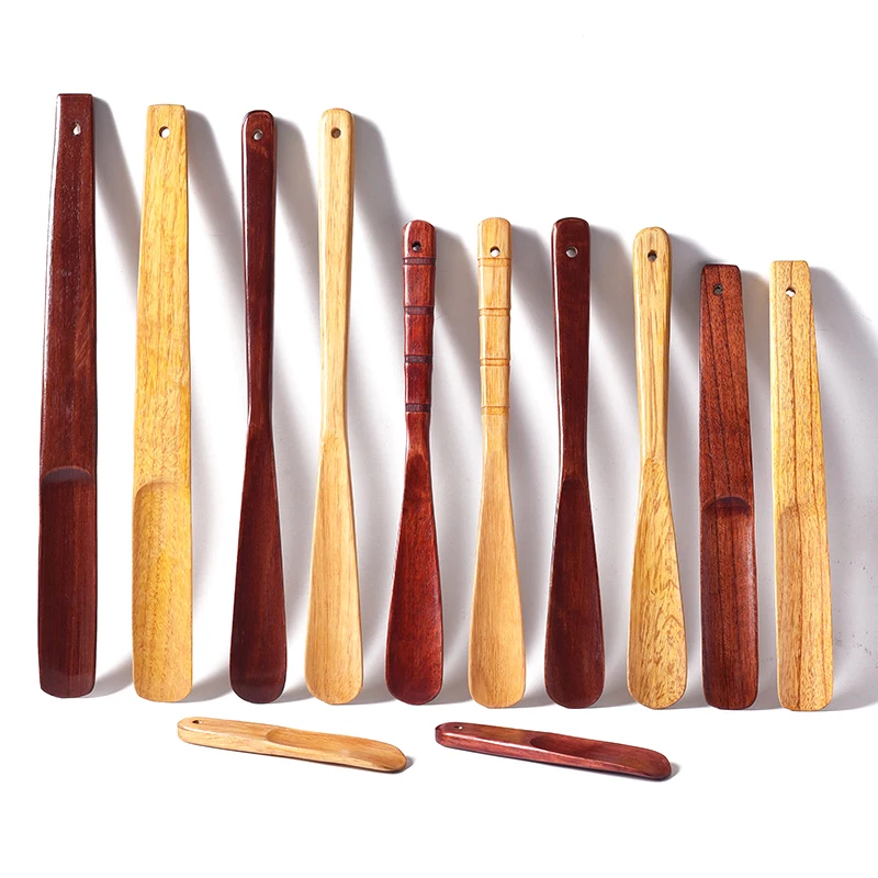 1Pc 16/32cm Solid Wood Shoehorn Natural Wooden Shoe Horn Portable Craft Long Handle Shoe Lifter Shoes Accessories