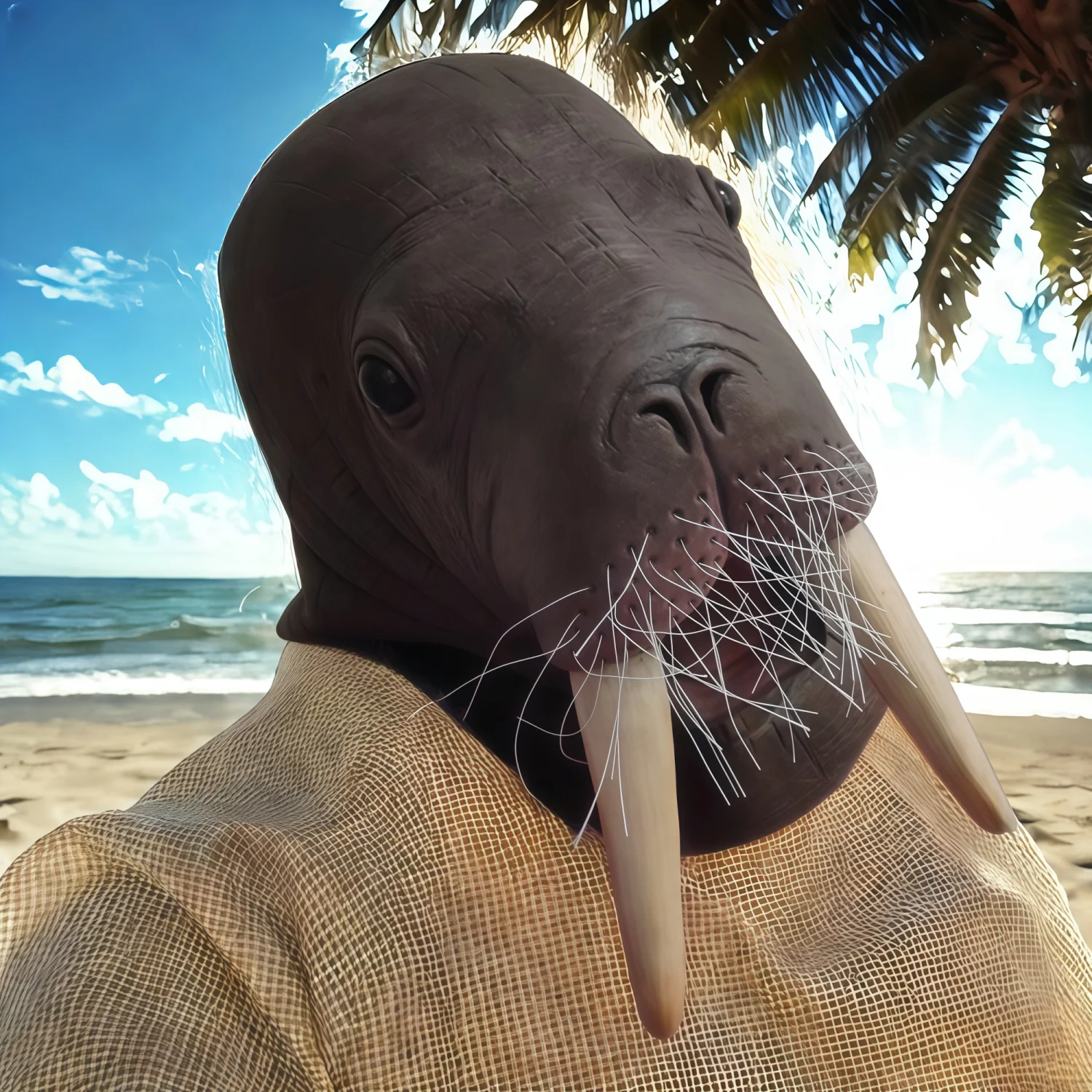 1PC Realistic Walrus Latex Animal Masks Halloween Cosplay Mask Sea Lion Full Head Cover Funny Party Dress Novelty Headgear Props