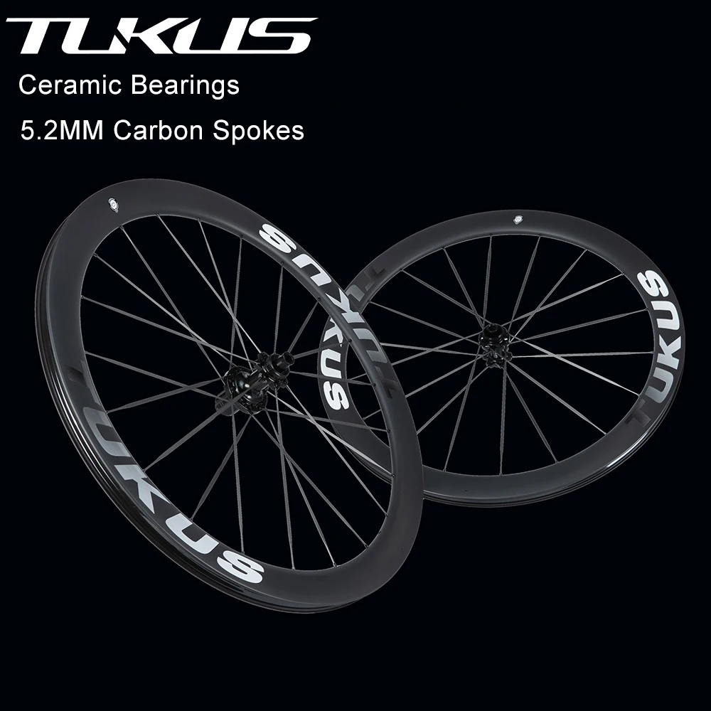 

Колеса для велосипедов TUKUS: карбоновый гоночный вилсет с керамическими подшипниками, 1360 г, для шоссейных велосипедов, улучшенные колеса, одобренные UCI, ультралегкие