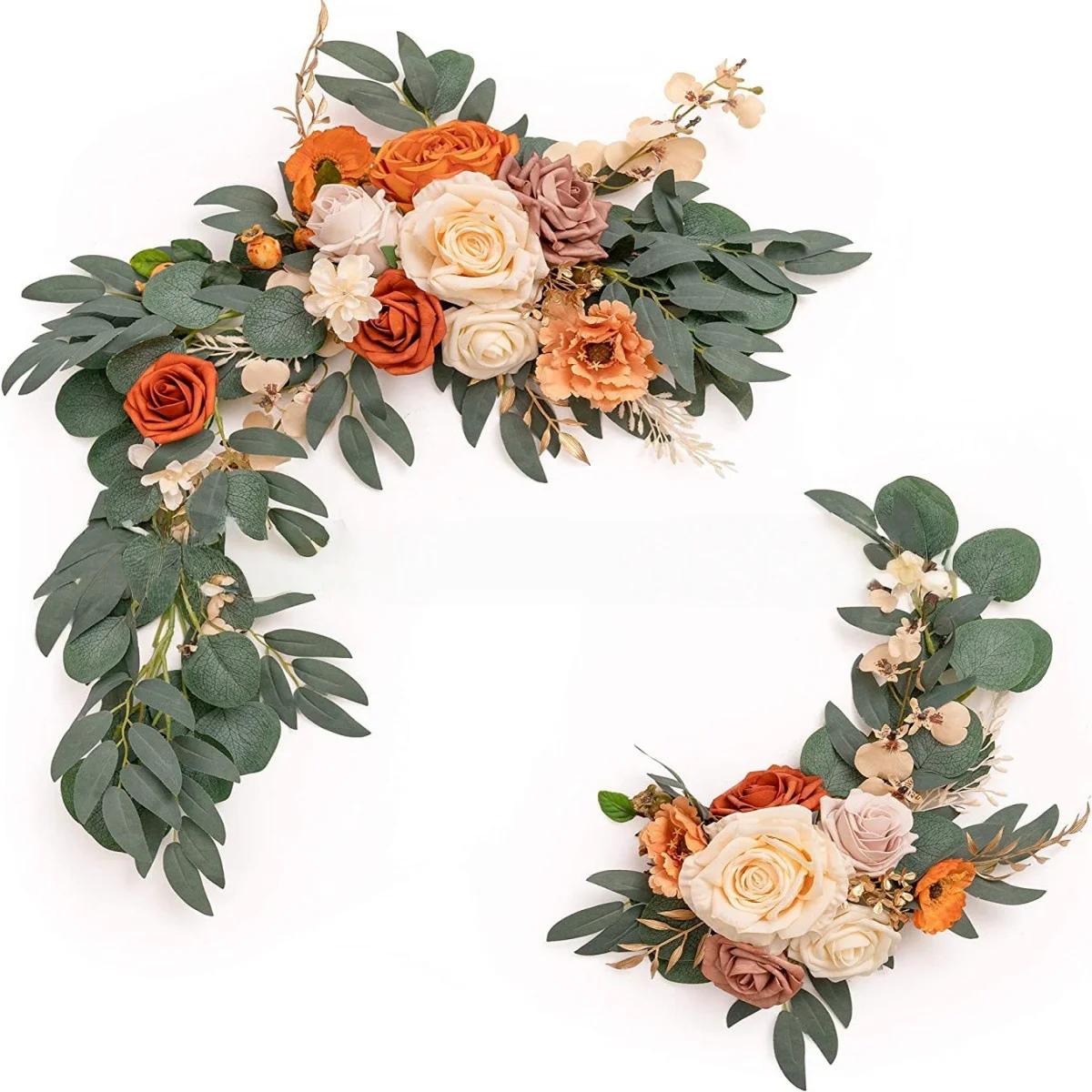 

2 Pcs Artificial Wedding Arch Flowers Kit Wedding Flowers Garlands Silk Peony Flower Swag Welcome Sign Floral for Ceremony Party