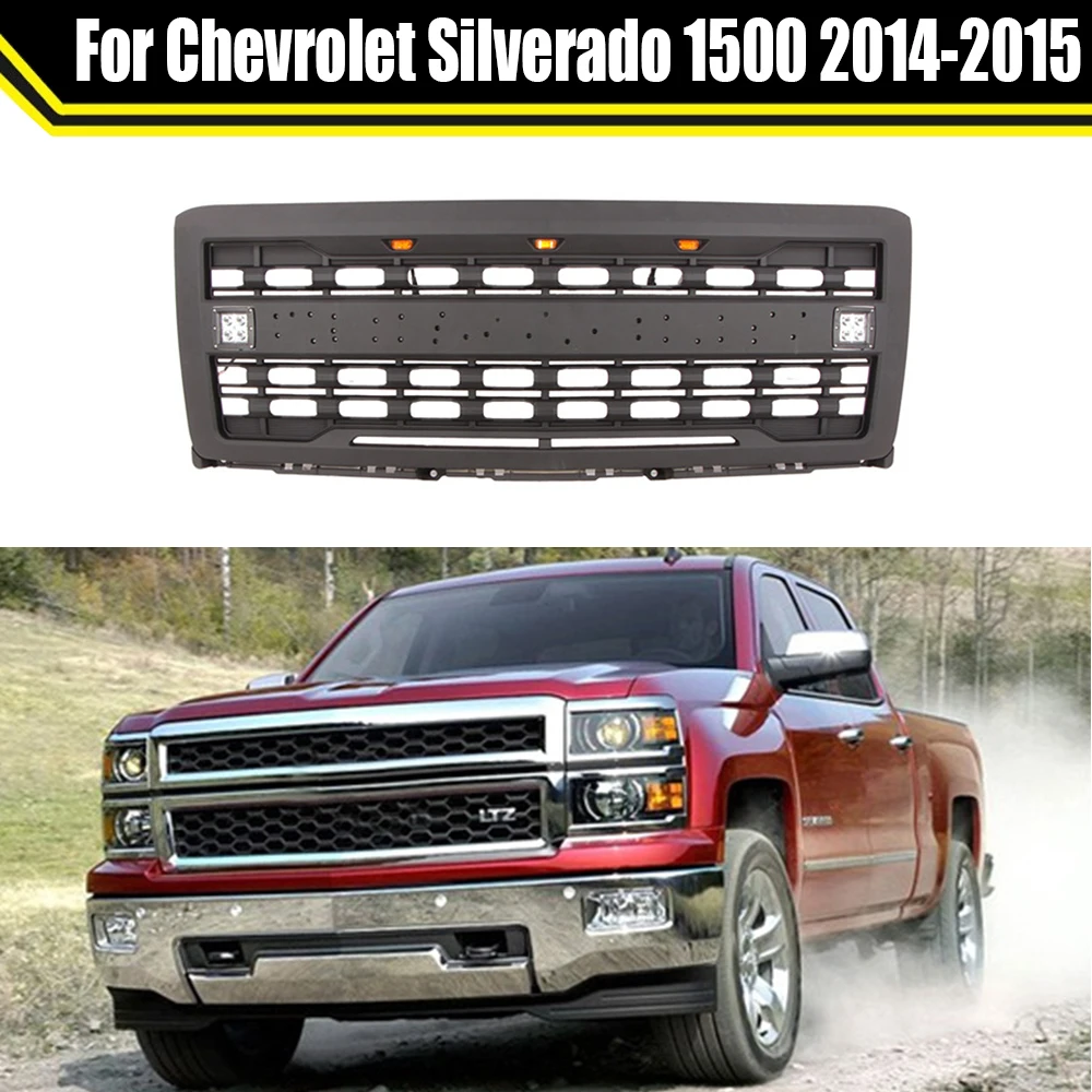 

Auto Modified Front Bumper Grill For Chevrolet Silverado 1500 2014-2015 Exterior Racing Grills Grille Trims Meshes Grill Covers