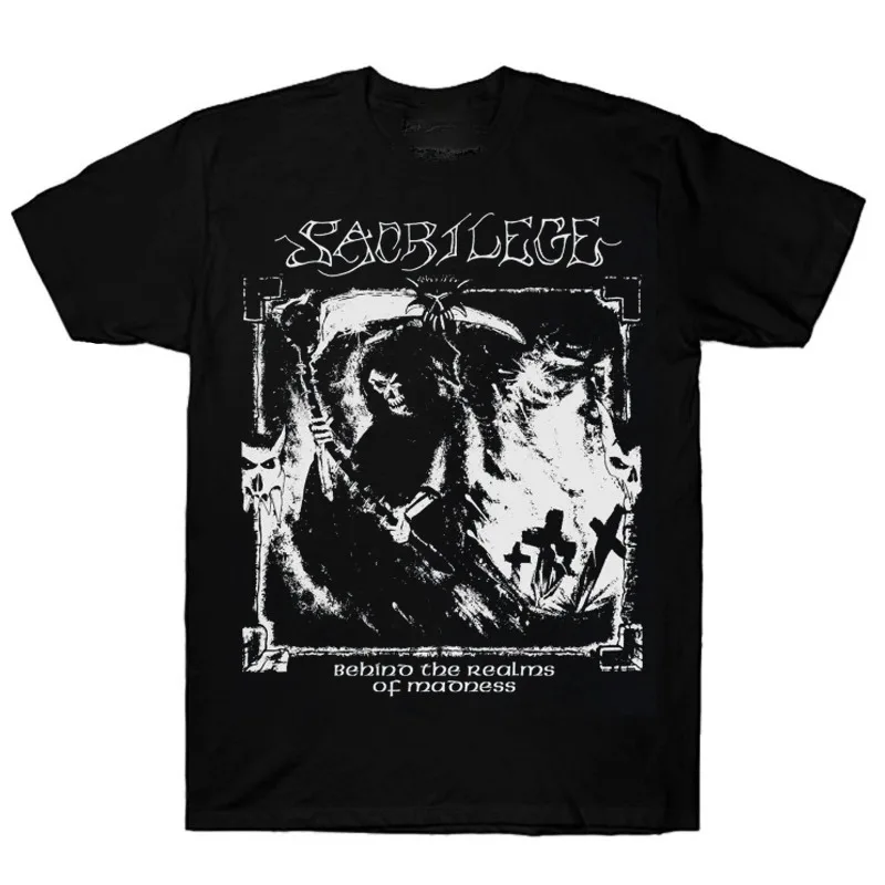 

Vtg Sacrilege Behind The Realms Of Madness Cotton S-5XL Unisex Black T-Shirt