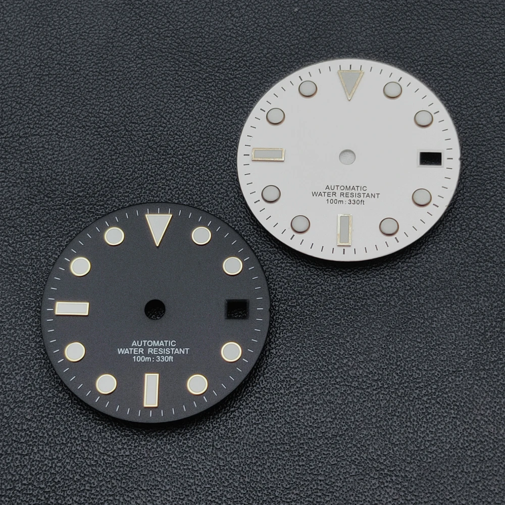 Manbushijie 28.5mm black white green blue  luminous dial fit NH35 ETA 2824 2836 Miyota 8215 821A Mingzhu DG2813 3804 movement image 3