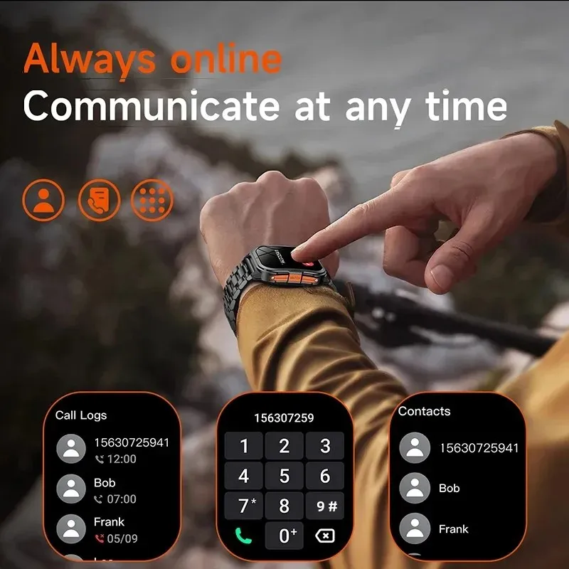 Роскошные военные мужские умные часы 3D UI Bluetooth Call Fitness 3ATM Водонепроницаемые спортивные умные часы для мужчин Xiaomi iPhone Android 2025