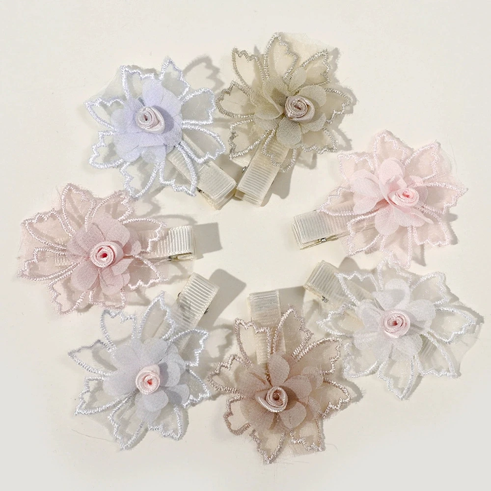 

Inforest Flower Lace Hair Clips for Little Girl Cute Hair Accessories for Child Kids Hairpins Handmade Barrette Hairgrips