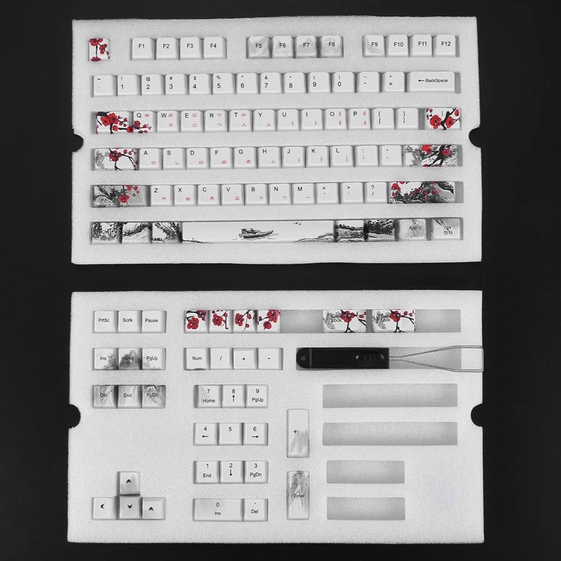 110 Keys PBT Keycap Dye-Sublimation Plum Blossom Cherry Profile Key Cap DIY Mechanical Keyboard Keycap Set