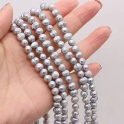 A Natural Freshwater Grey Pearls 6-7mm High Quality Beads Punch Pearl Beads for DIY Jewelry Making Necklace Bracelet Gifts 36cm