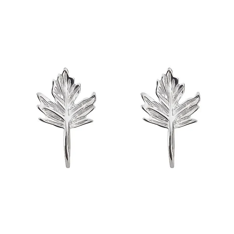 100% 925 Sterling Silver Plant Earrings for Women Girl Simple Vintage Maple Leaf Design Jewelry Birthday Gift Dropshipping