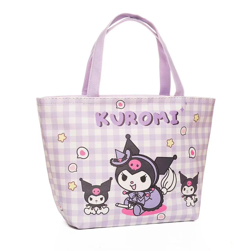 Hello Kitty Kuromi Picnic Bag Portable Sanrio Cinnamoroll My Melody Thermal Bag Leather Students Lunch Box Bag Toys for Girls