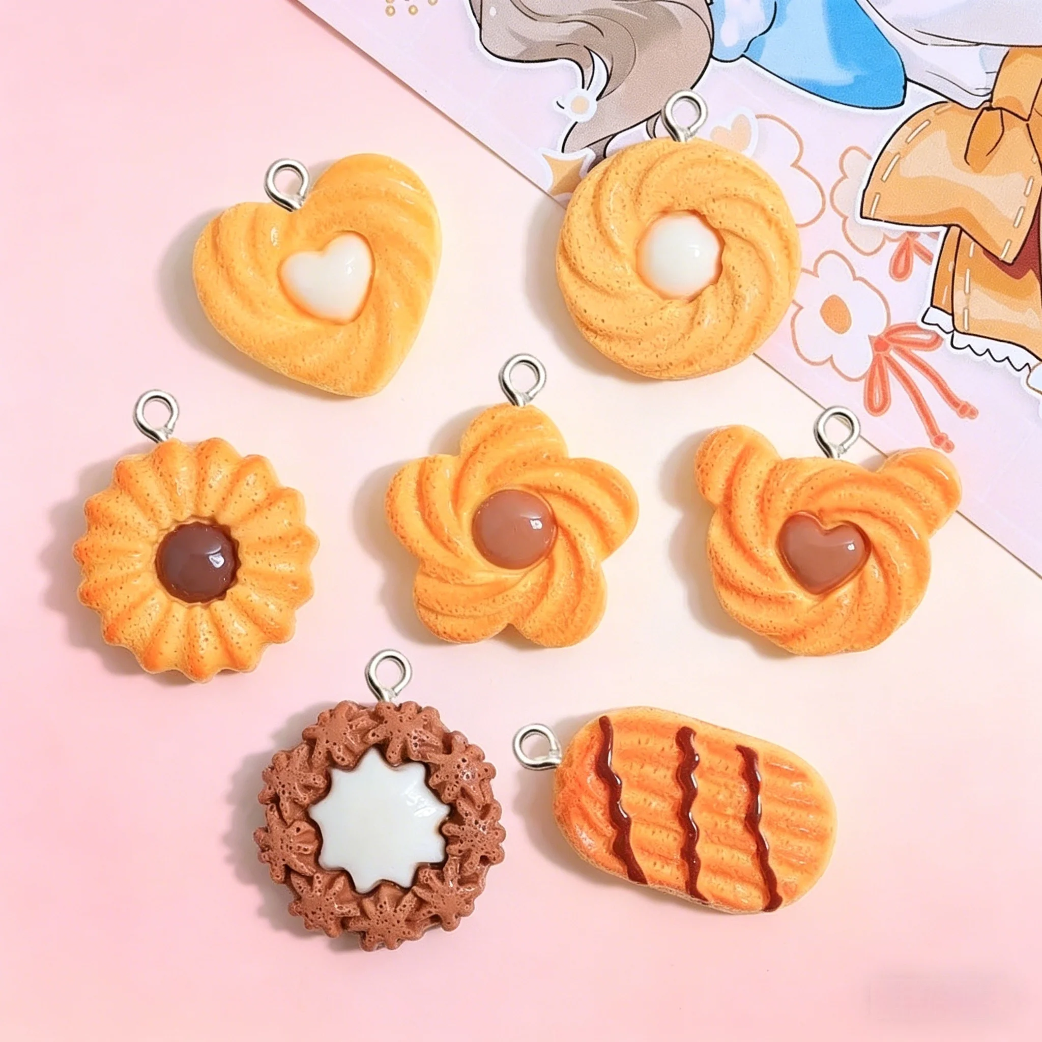 10 Breloques Créatives en Résine en Forme de Biscuit, Composants DIY pour Boucles d'Oreilles, Colliers, Porte-clés et Projets de Fabrication de Bijoux