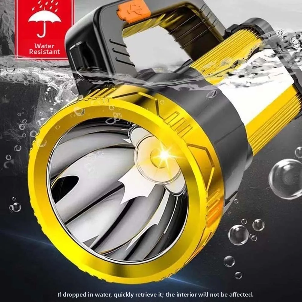 Anti-splash Water Camping Searchlight with Side Lights Dimmable Handheld Spotlight LED Plastic Powerful Handheld Lantern Yard