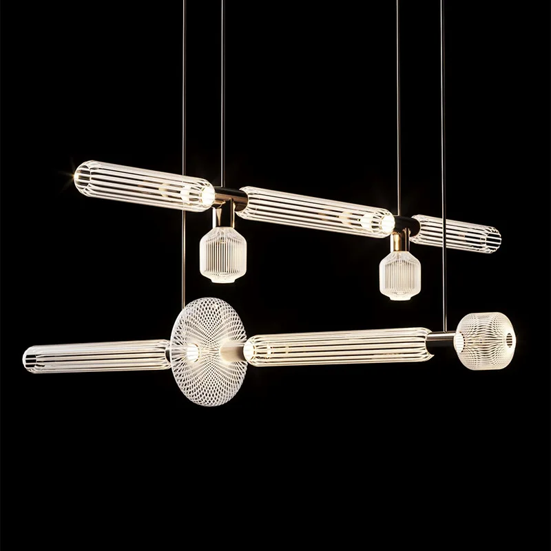 Modern Minimalist Nordic Glass Tubes Snowflake Shaped LED Pendant Lights Art Creative Lamps for Hall Home Decoration Chandelier