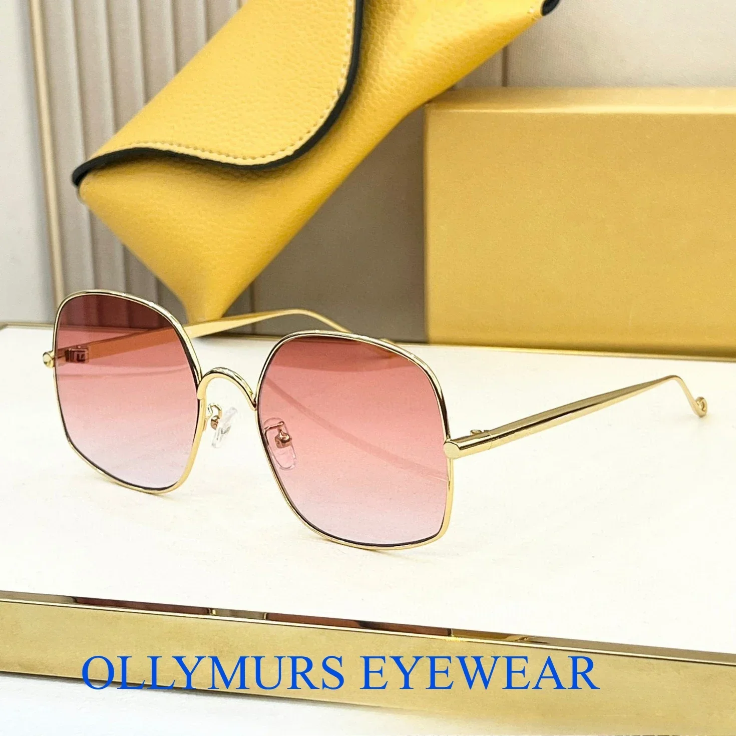 Designer Gold Silk Women's Sunglasses LOE Personalized Square  Optical Glasses Fashionable Versatile Sunglasses LW55055U