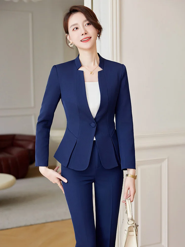 Formal Pantsuits Ladies Office Professional Career Interview Women Business Work Wear Outfits Blazers Trousers Set Plus Size 4XL