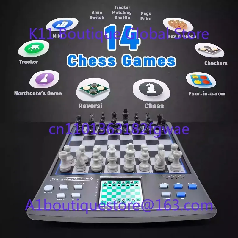 Tablero electrónico de ordenador de ajedrez para principiantes con piezas de ajedrez magnéticas en inglés parlante, programa de autoenseñanza